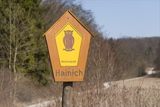 Sign with the lettering 'Nationalpark Hainich'
