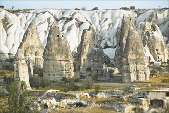 Cave dwellings and tufa formations