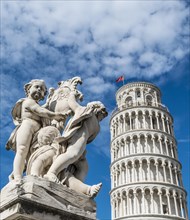 Sculpture in front of the Leaning Tower of Pisa