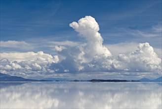 Cloud formations with reflections in the salt lake
