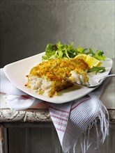 Lightly battered sole and salad