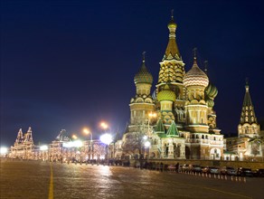 Saint Basil's Cathedral on Red Square at night