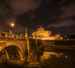 Ponte Sant'Angelo and Castel Sant'Angelo at night
