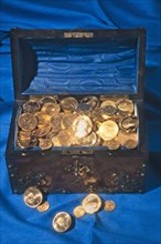 Chest filled with gold coins