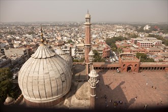 View from the minaret of the Friday Mosque Jama Masjid across the roofs of the city