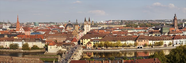 Overview of Wurzburg with old Main bridge