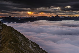 Summit of the Kanisfluh with cloud cover below