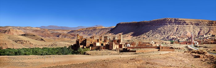 The Glaoui Kasbah's in the Ounilla valley surrounded by the hammada stone desert in the foothills of the Altas mountains