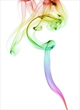 Colourful smoke from an incense stick or joss stick