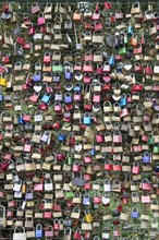 Love locks on a wire fence