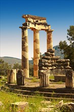 The Doric columns of the Tholos at the sanctuary of Athena Pronaia
