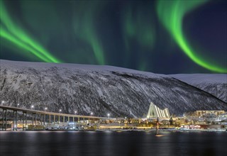 Fjord with bridge to Arctic Sea Cathedral