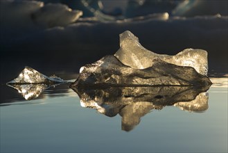 Pieces of ice in the evening light