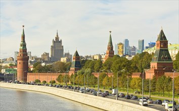 Moscow Kremlin and modern skyscrapers