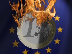 Burning euro coin
