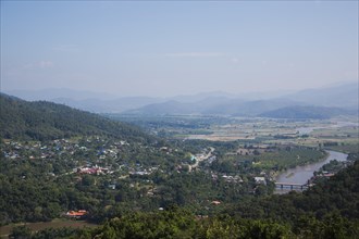 View of the small town of Thaton with the Kok River or Mae Nam Kok River