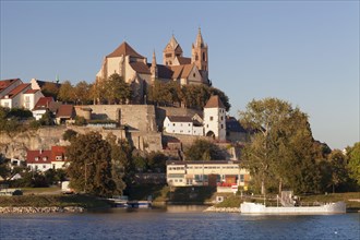 View across river Rhine to the Munsterberg hill with St. Stephansmunster cathedral