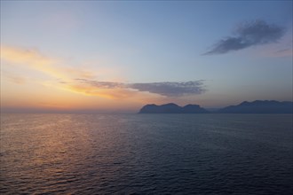 Sunrise over the Tyrrhenian Sea on the north coast of Sicily