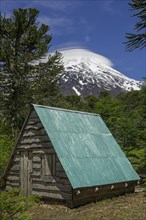 Refuge and the Lanin Volcano