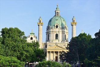 Resselpark with the baroque Karlskirche church designed by Johann Bernhard Fischer von Erlach