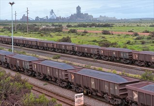 Freight train loaded with iron ore