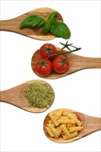 Wooden spoons with basil