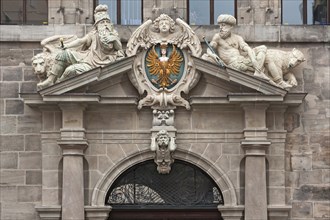 Portal of the west facade with small Nuremberg coat of arms