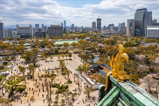 View from Osaka Castle to Osaka Castle Park and city