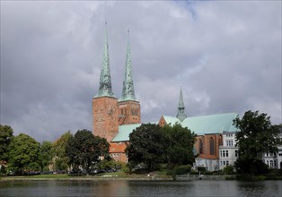 Lubeck Cathedral on Muhlenteich pond