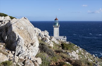 Akrotiri Tenaro Lighthouse at the southernmost point of the Peloponnese