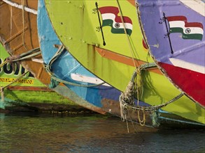 Fishing boats with Indian flag