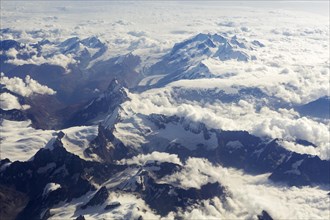 Aerial view of Mt Matterhorn with Gorner Glacier