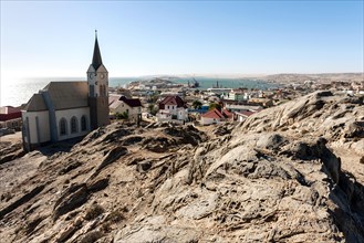 View of the Rock Church and the town