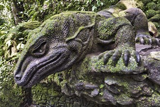 Stone carving of a komodo dragon