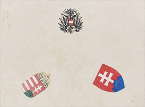 Three coats of arms of countries in the border triangle of Austria - Hungary - Slovakia