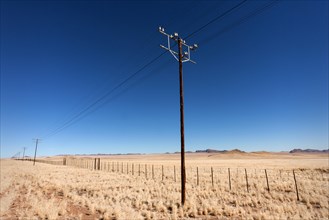 Landscape with electricity and telephone poles along the B4