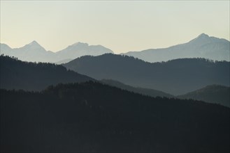 Mountain ranges in the haze