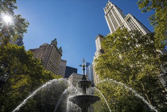 City Hall Park and the Woolworth Building