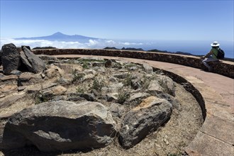 Summit of Garajonay with a view of Passat clouds and the Teide on Tenerife