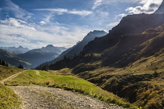 Mountain road and Allgau Alps