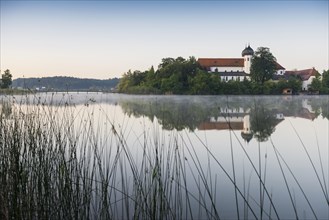 Early morning at Seeon Abbey on an island in Seeoner See Lake