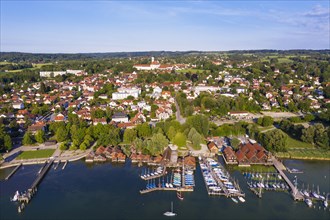 Town view with jetty and boathouses