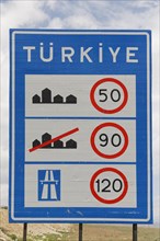 Speed limit sign at the Turkish border