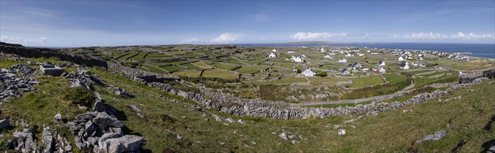 Village on the Aran Islands with stone walls