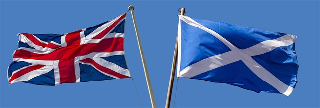 The Union Flag and the Scottish flag