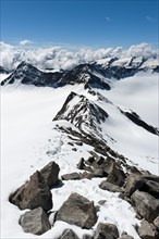 View of snow-covered peaks in the High Alps from Mt Vertainspitze