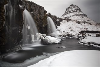 Mt Kirkjufell with a waterfall