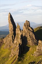 The Old Man of Storr and surrounding rock pinnacles at dawn