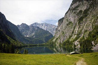 Lake Obersee with view of Watzmann mountains