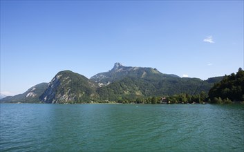 Mondsee lake with views to the Schafberg mountain